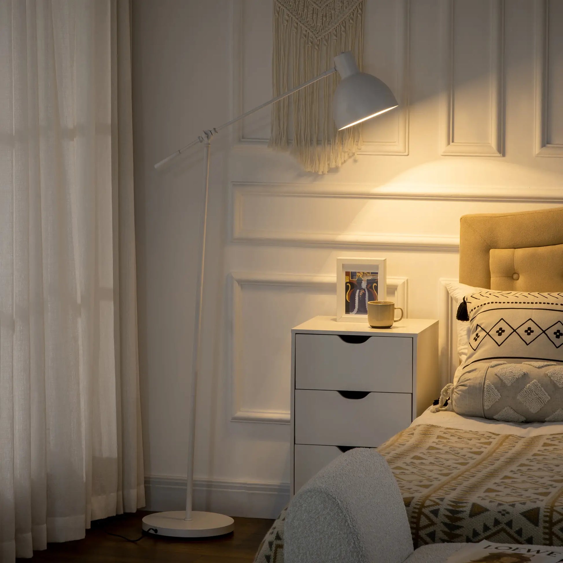 Nancy's Dimaro Vloerlamp - Staande Lamp - Wit - Staal