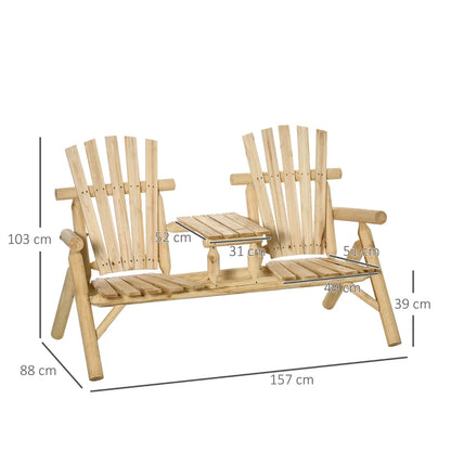 Nancy's Riccione Tuinbank - Loungebank - Balkonbank - 2 Stoelen met tafel - Dennenhout - ± 155 x 90 x 105 cm