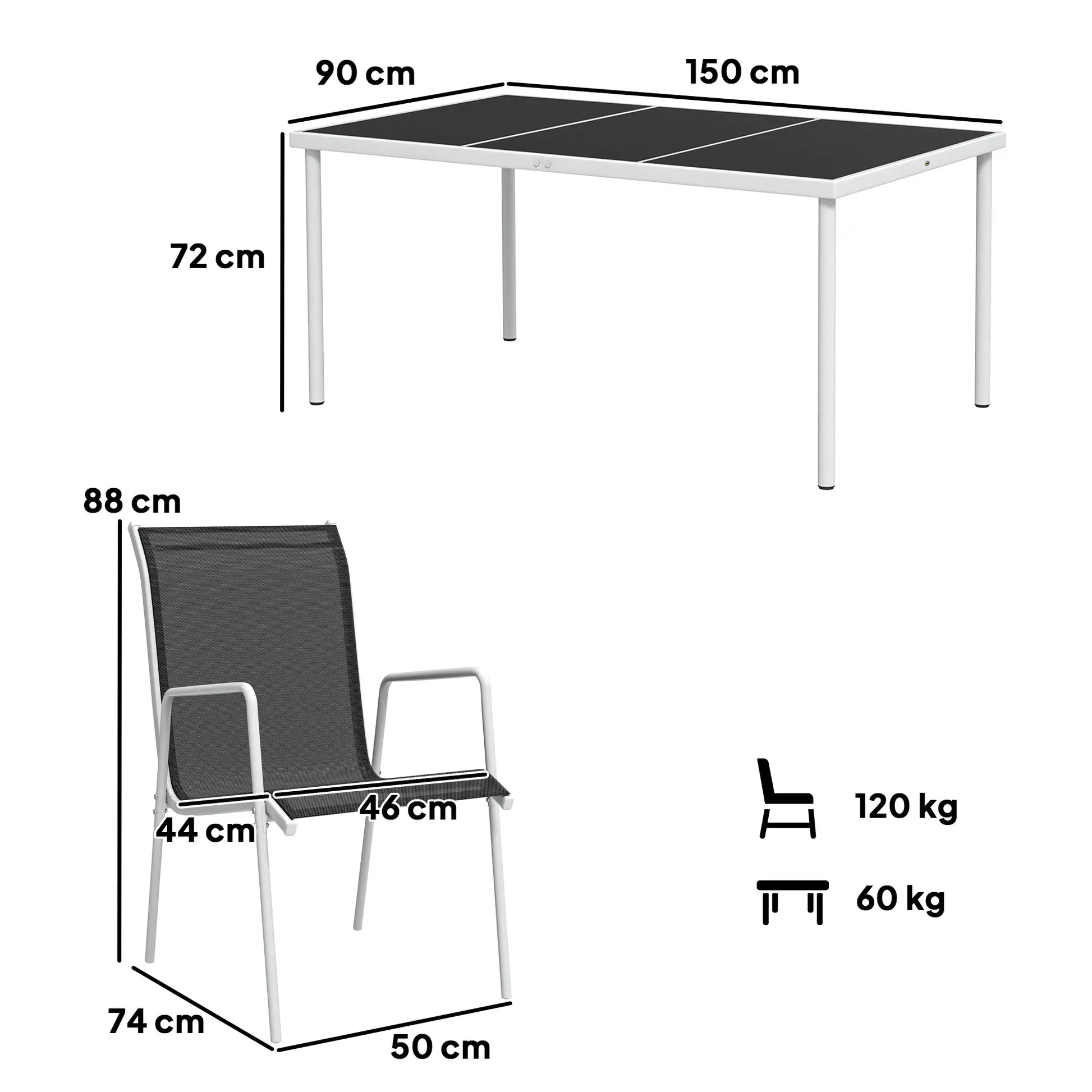 Nancy's Faedo Tuinset - Tuinmeubelset - 7-Delige Set voor Buiten - Zwart / Zilver