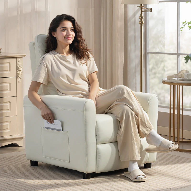 Nancy's Terenzo Lounge Fauteuil - Relaxfauteuil - Loungestoel - Verstelbaar - Crèmewit - Linnen