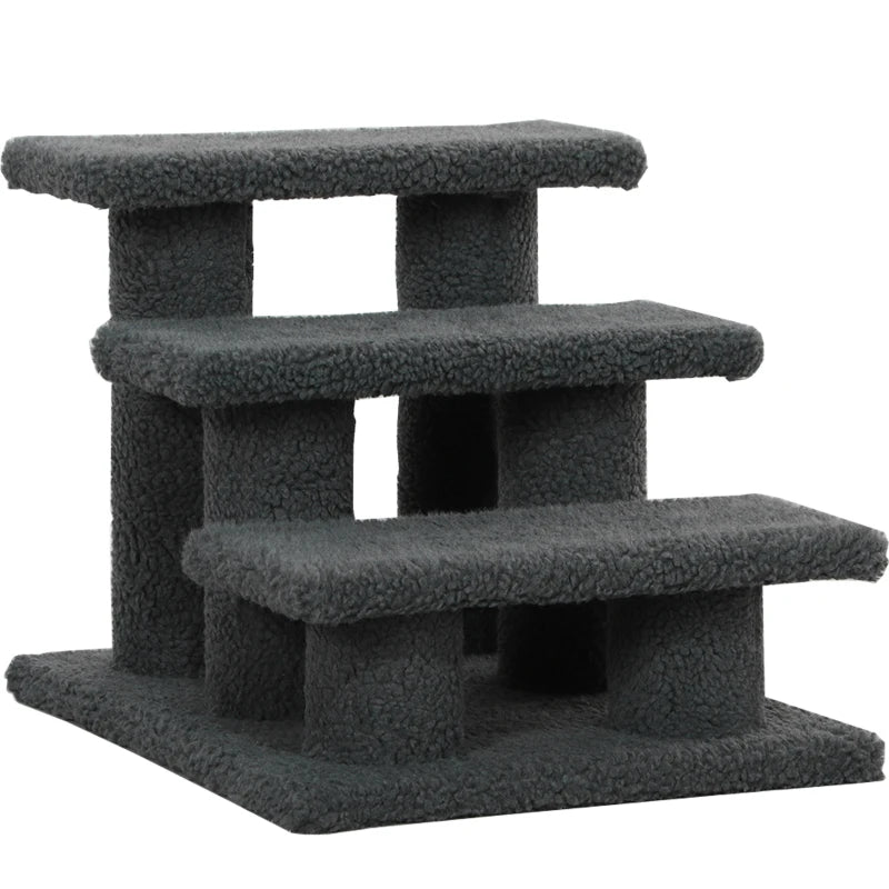 Nancy's Torno Kattentrap - Met 3 treden - Donkergrijs - Pluche - 45 x 35 x 34 cm