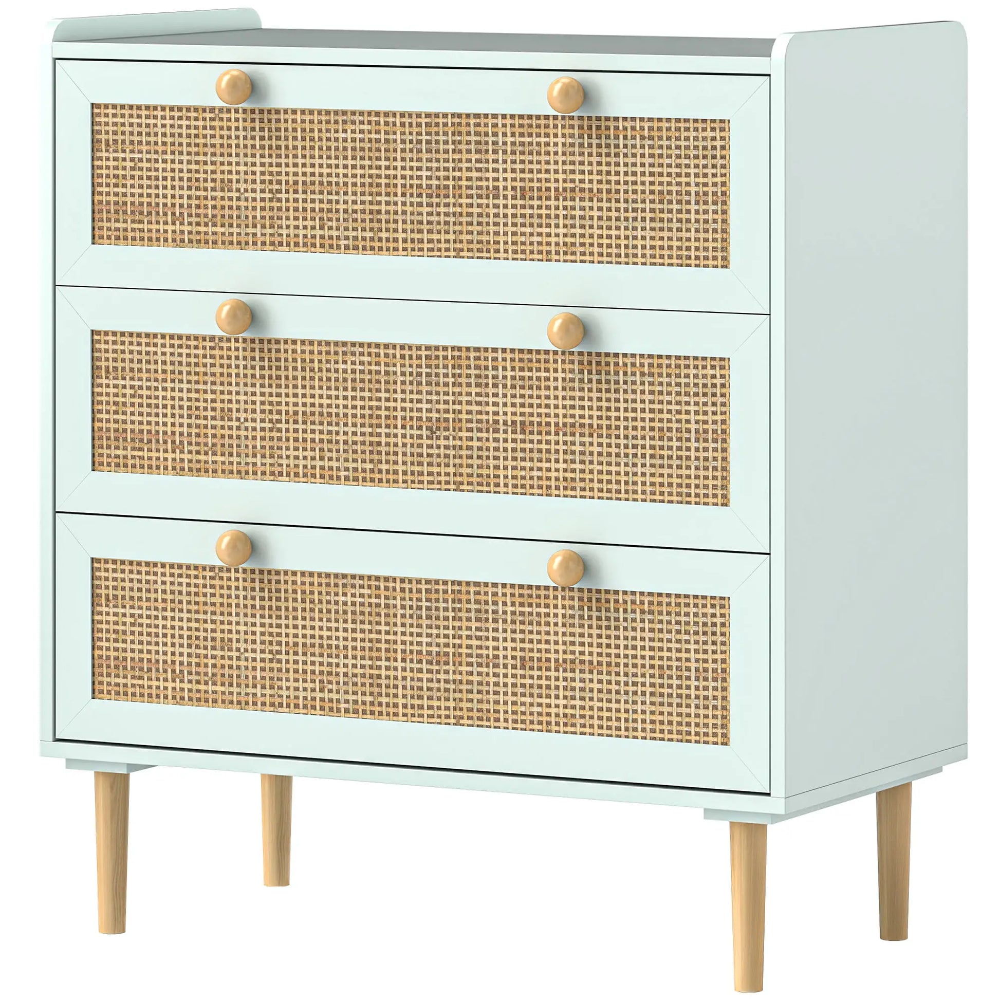 Nancy's Cercal Commode - Sideboard - Opbergkast - Dressoir - Lichtblauw - Polyrattan - ± 80 x 40 x 85 cm