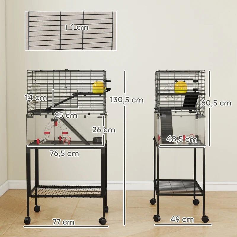 Nancy's Perinaldo Knaagdierkooi - Hamsterkooi - Zwart - ± 75 x 50 x 130 cm