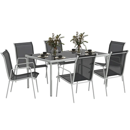 Nancy's Faedo Tuinset - Tuinmeubelset - 7-Delige Set voor Buiten - Zwart / Zilver