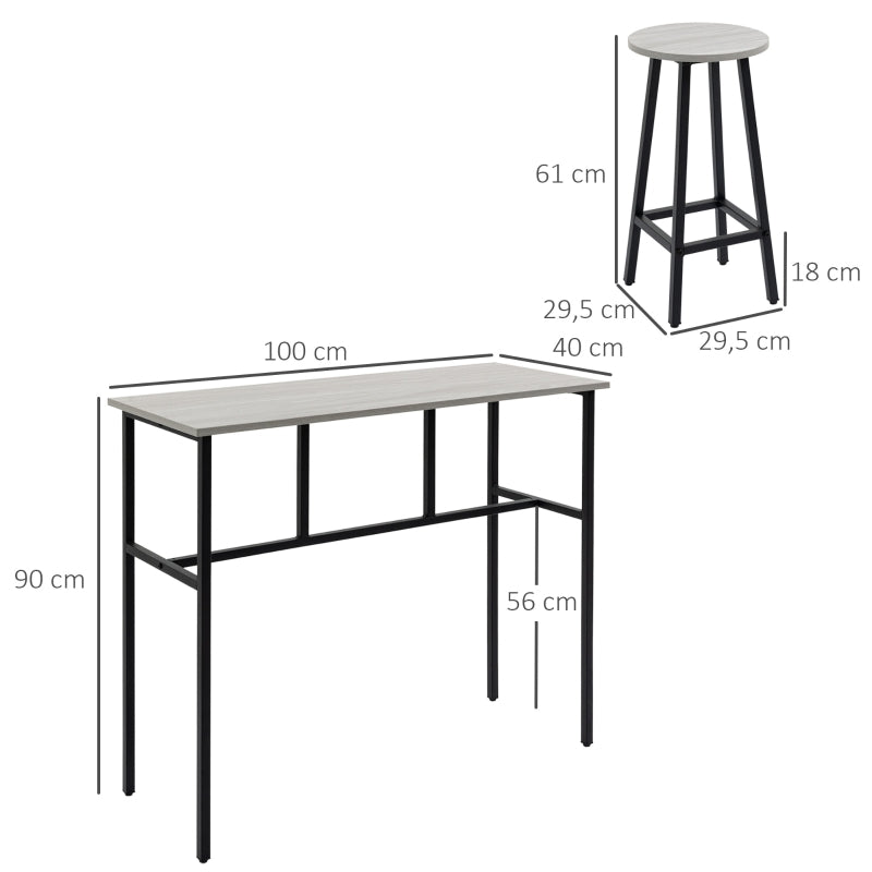 Nancy's Leeds Bar table set in industrial design, 6 pieces, 2 tables and 4 bar stools