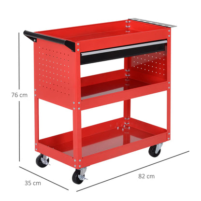 Nancy's Conselve Gereedschapswagen - Gereedschapskast - Gereedschapskist - Rood / Zwart - Staal - ± 80 x 35 x 75 cm