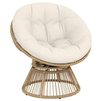 Nancy's Sampeyre Loungestoel - Draaistoel - Buitenstoel - Tuinstoel - Crèmewit - Rotan - ± 95 x 80 x 85 cm