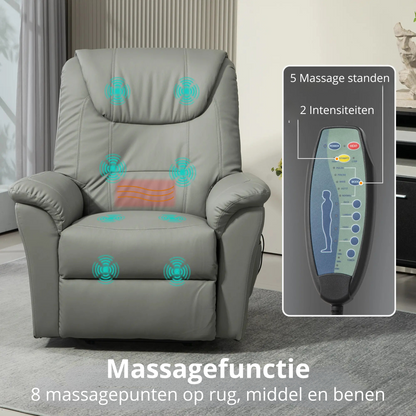 Nancy's Fundao Sta op stoel - Opsta stoel - Seniorenstoel - Massagestoel - Relaxfauteuil - Grijs - Kunstleer