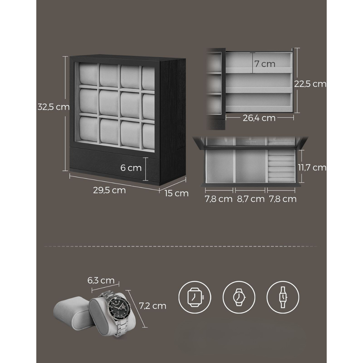 Nancy's Pirado Horloge Doos - Horloge Opbergbox - Horloge Box - Zwart