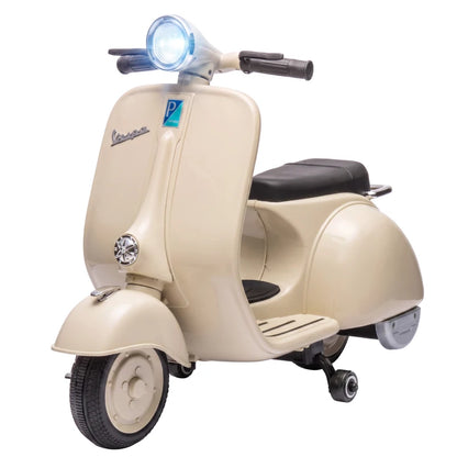 Nancy's Tolmezzo Elektrische Vespa voor Kinderen - Muziek en LED-koplamp - Afneembare zijwieltjes - Wit / Zwart