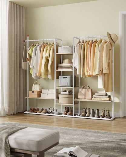 Nancy's Moretta Kledingrek - Garderoberek - Kledingstang - Naturel Beige / Wit - ± 165 x 35 x 175 cm