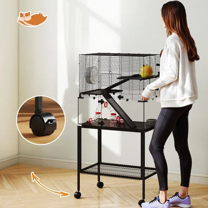 Nancy's Perinaldo Knaagdierkooi - Hamsterkooi - Zwart - ± 75 x 50 x 130 cm