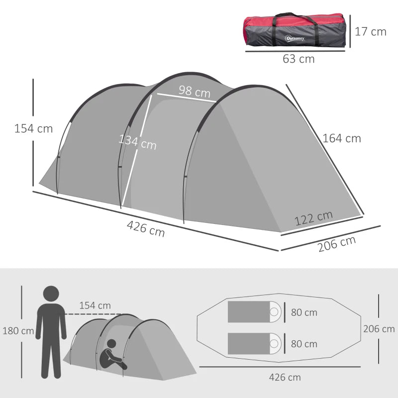 Nancy's Barro Kampeertent - Camping tent - 3 Persoons - Grijs - ± 430 x 210 x 150 cm