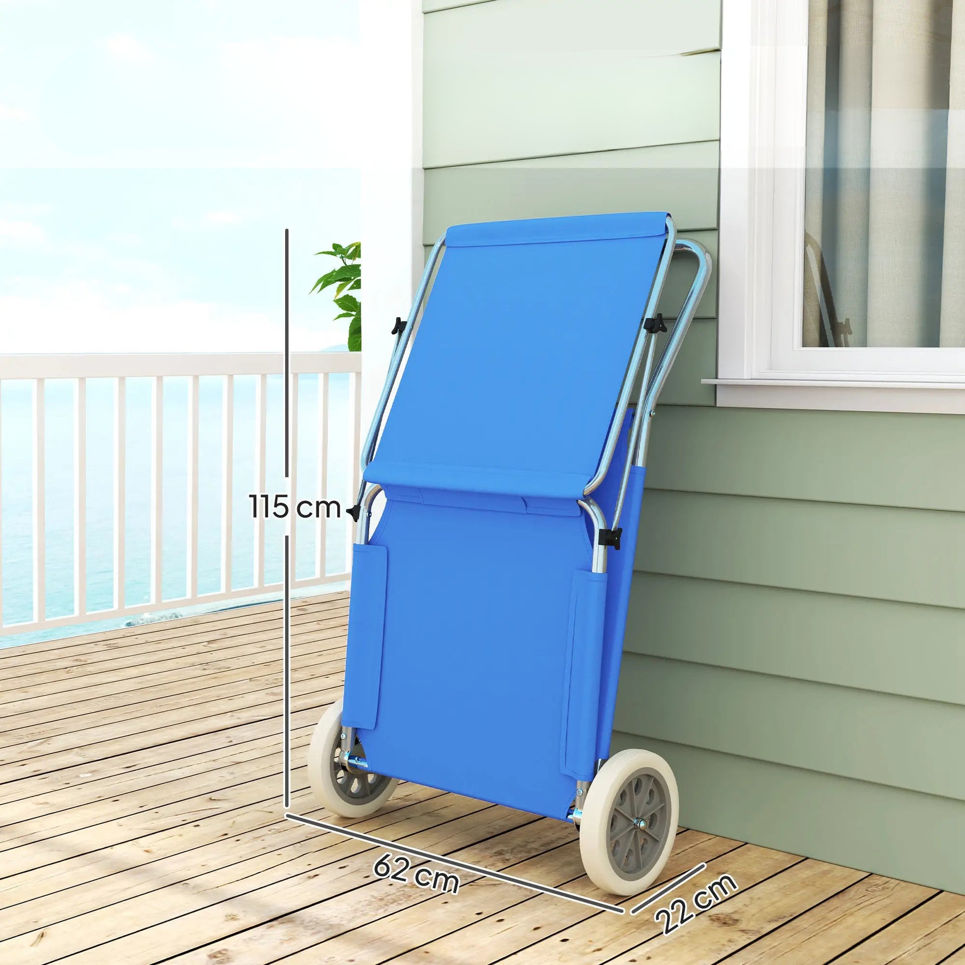 Nancy's Cremolino Strandligstoelen - Strandstoelen - Campingstoelen - Set van 2 - Blauw