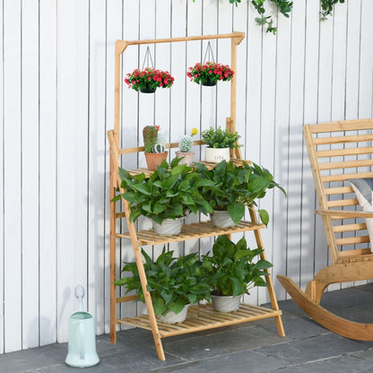 Nancy's Platteville Planter - Flower Stairs - Plant Stairs - Bamboo - ± 70 x 40 x 100-140 cm