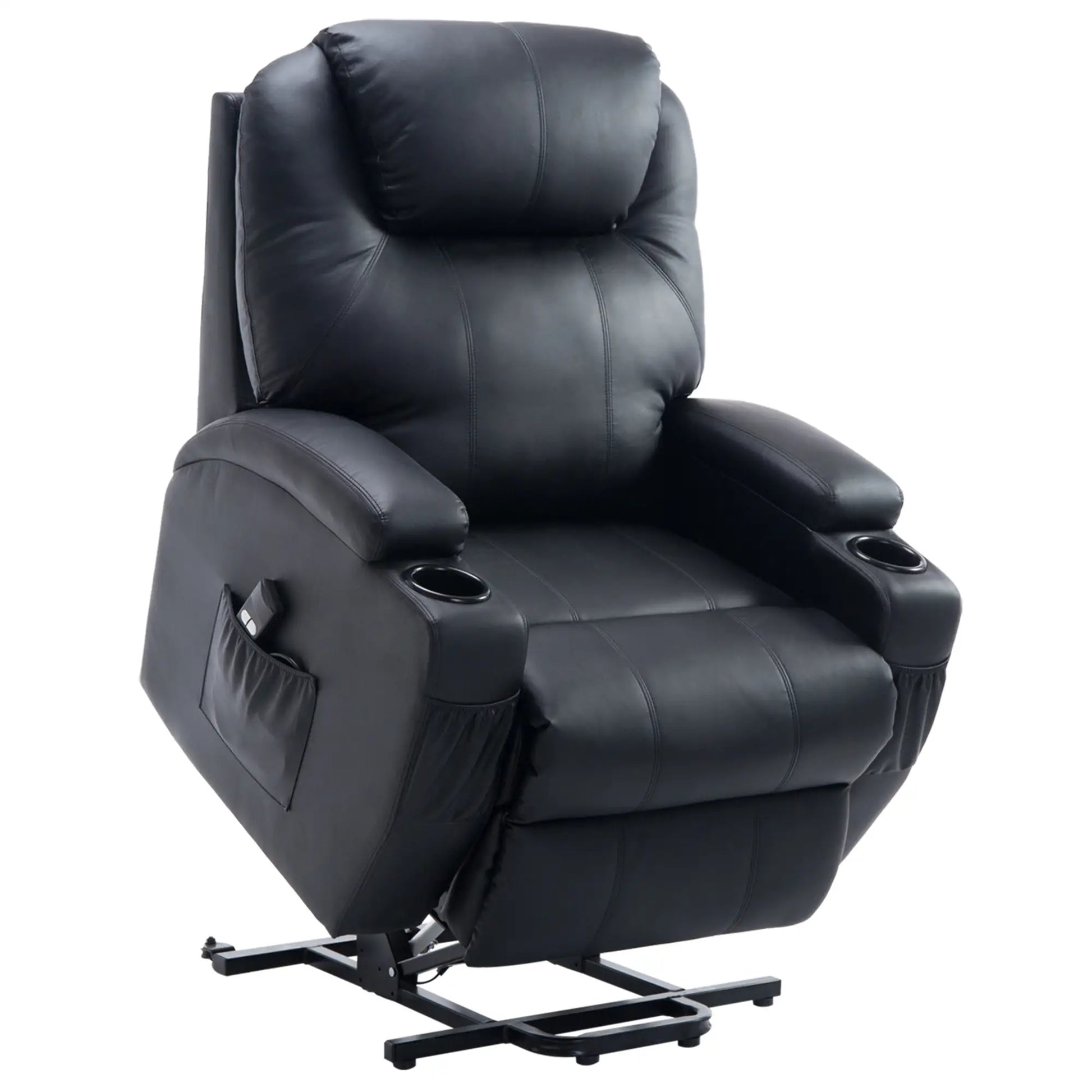 Nancy's Fornos Sta op stoel - Opstastoel - Seniorenstoel - Relaxfauteuil - Zwart - Kunstleer