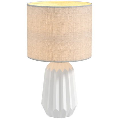 Nancy's Paliano Tafellamp - Nachtlamp - E27 Fitting - Keramiek / Linnen - Wit