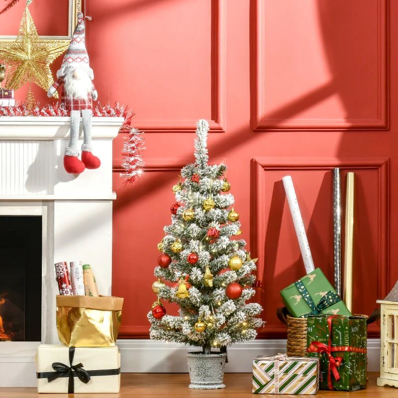 Nancy's Cela White Christmas Tree - Artificial Christmas Tree - Small Artificial Tree - With LED Lights - Ø 40 x 90 cm