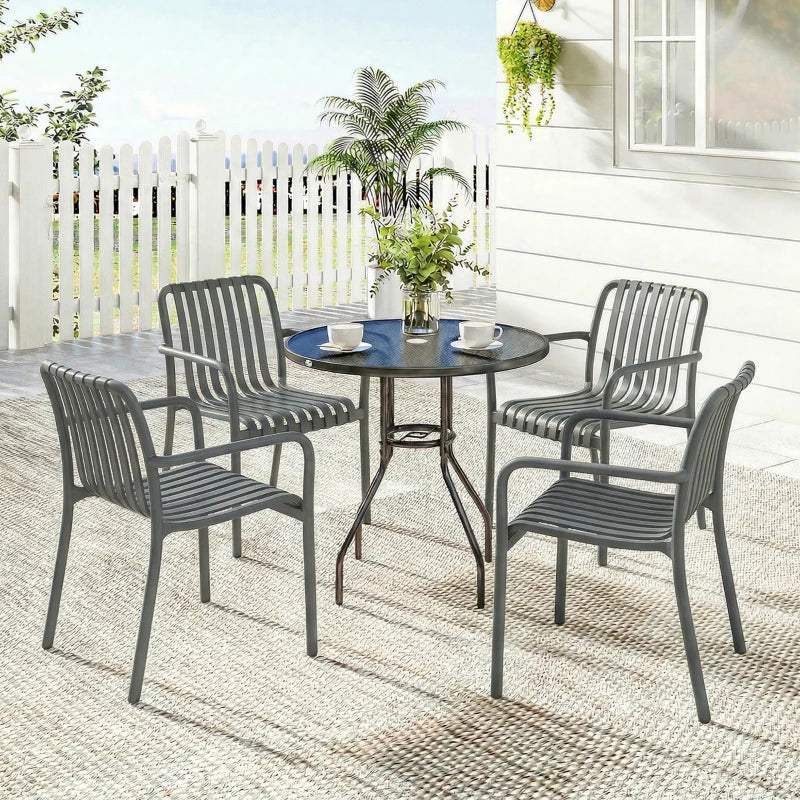 Nancy's Sistiana Tuinstoelen - Set van 4 - Terrasstoelen - Buitenstoelen - Donkergrijs - Kunststof