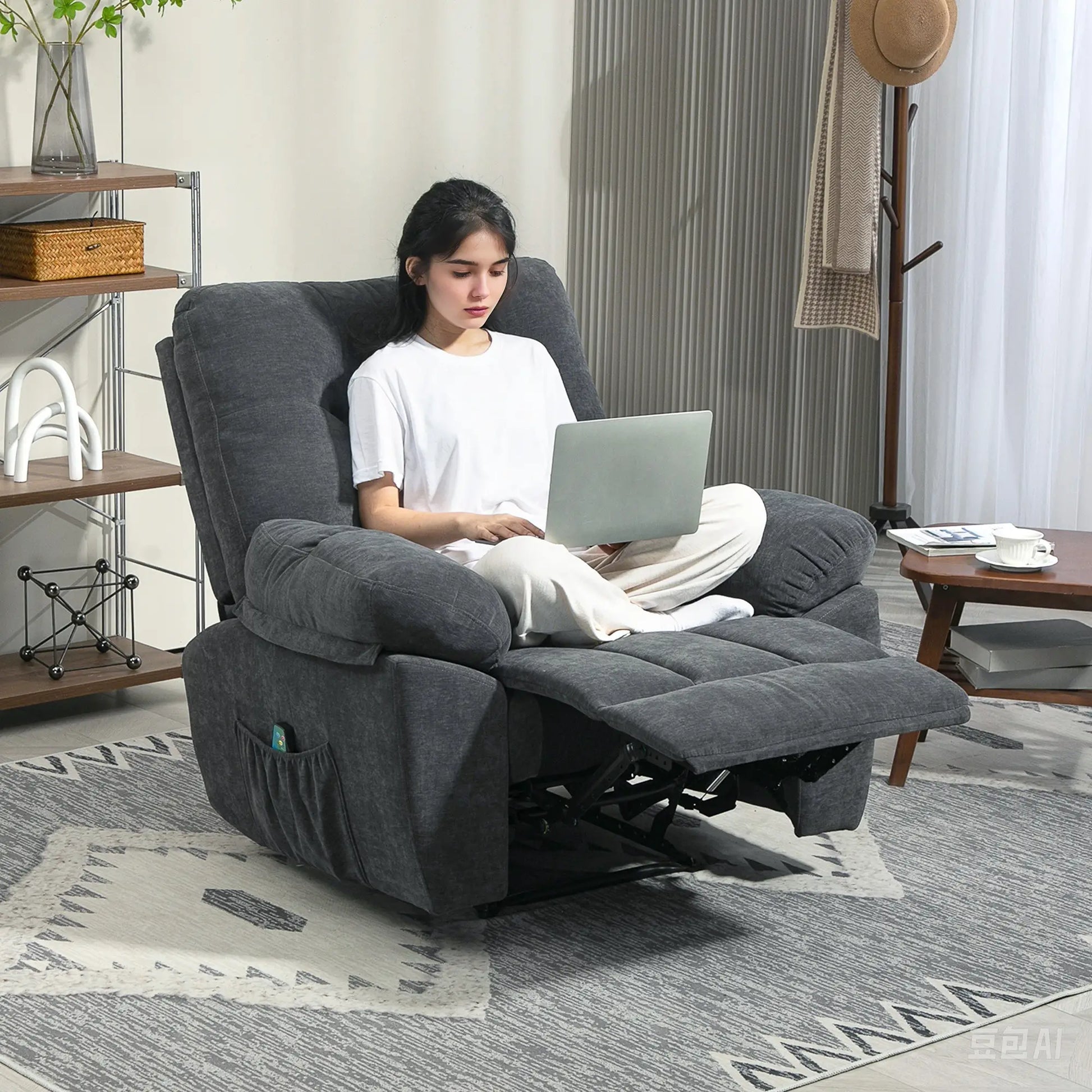 Nancy's Ferrandina Massagestoel - Relaxfauteuil - Loungestoel - Donkergrijs
