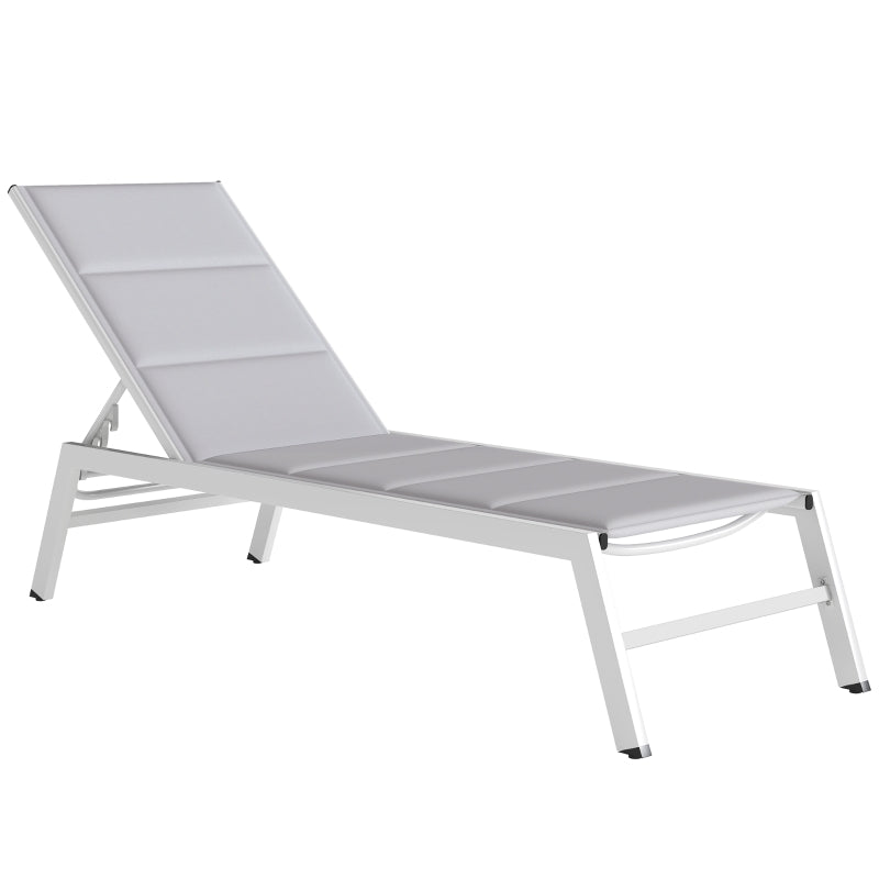 Nancy's Siculiana Ligbed - Loungebed - Ligstoel - Verstelbaar - Wit / Grijs - Aluminium