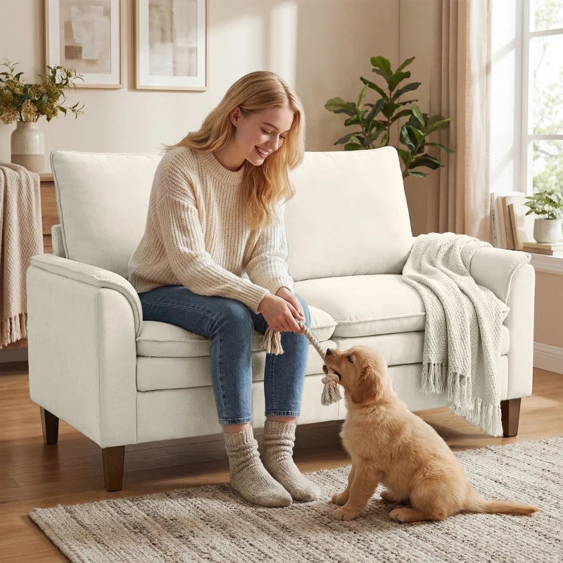 Nancy's Roppolo 2-Zitsbank - Zitbank - Loveseat - Crèmewit - Chenille - ± 145 x 85 x 95 cm