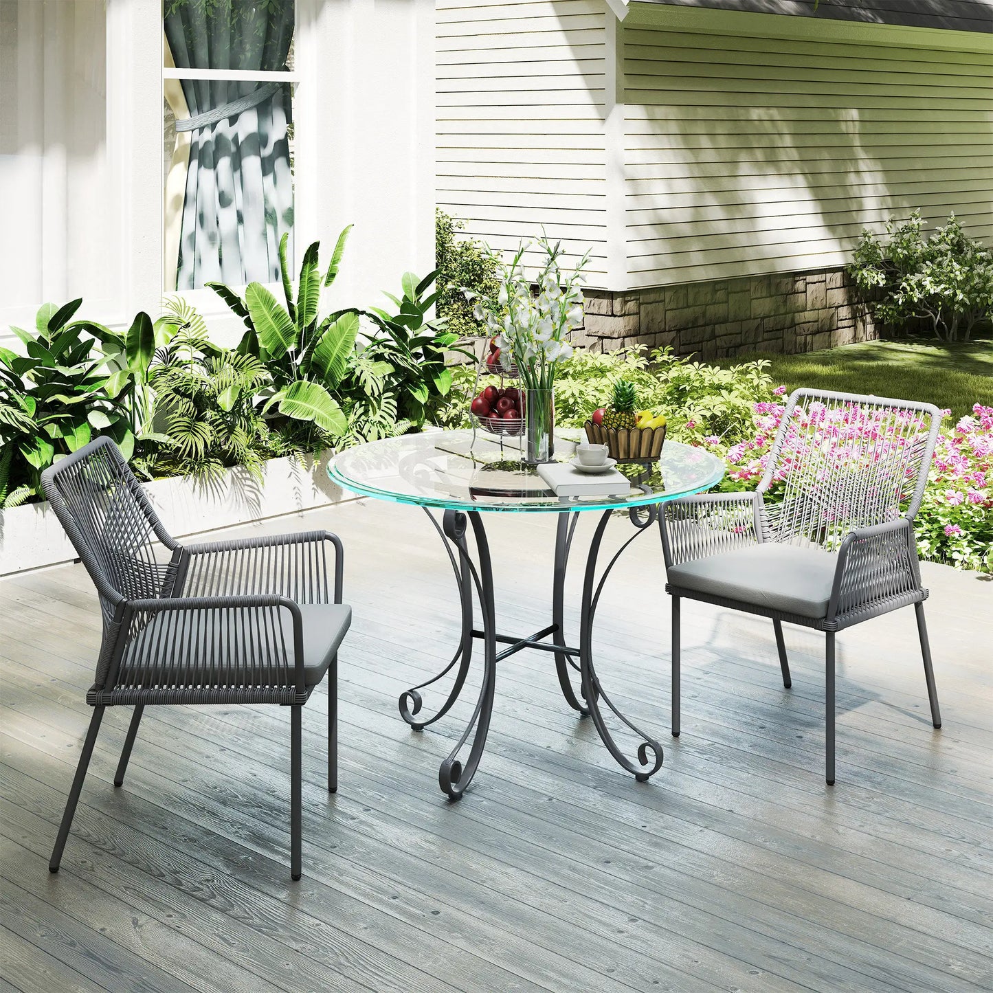 Nancy's Falcone Tuinstoelen - Balkonstoelen - Set van 2 - Grijs - Rotan