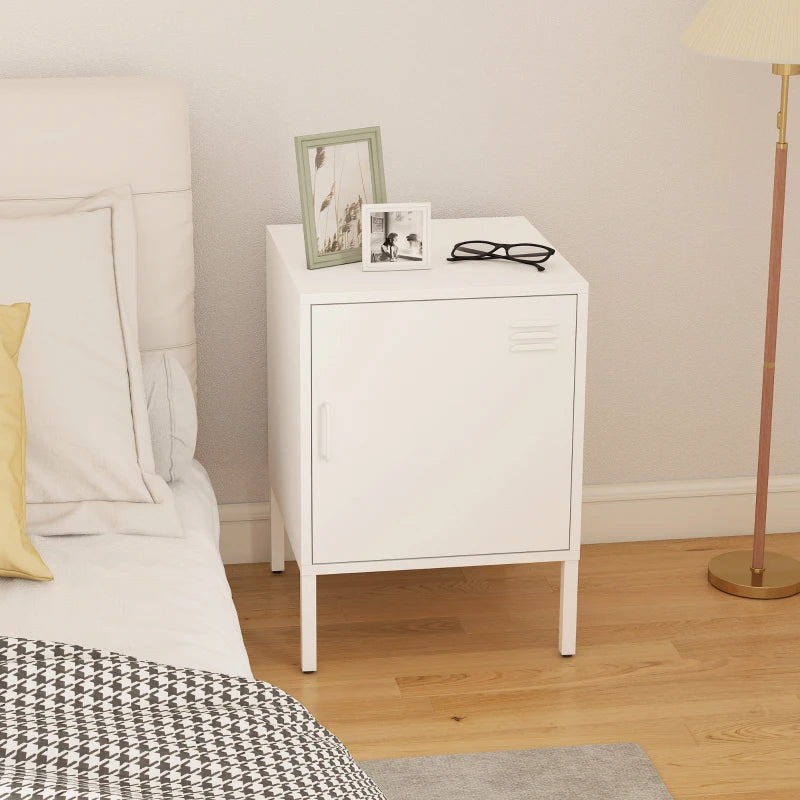 Nancy's Pedemonte Nachtkastje - Bijzettafeltje - Wit - Staal - ± 40 x 40 x 55 cm