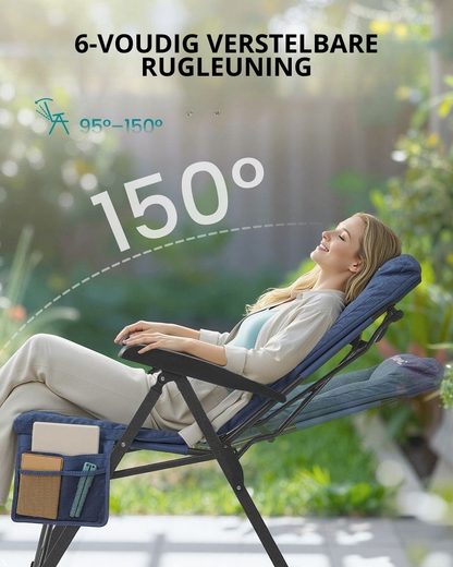 Nancy's Rovetta Campingstoel - Kampeerstoel - Verstelbaar - Opvouwbaar - Blauw