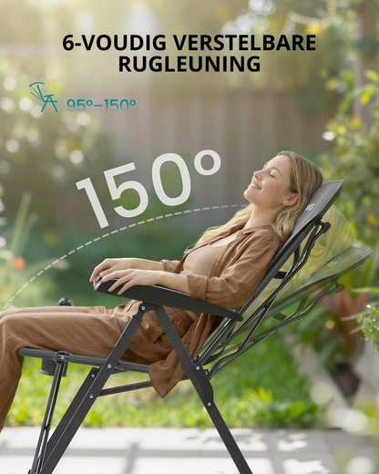 Nancy's Rovolon Campingstoel - Kampeerstoel - Met bekerhouder - Verstelbaar - Grijs