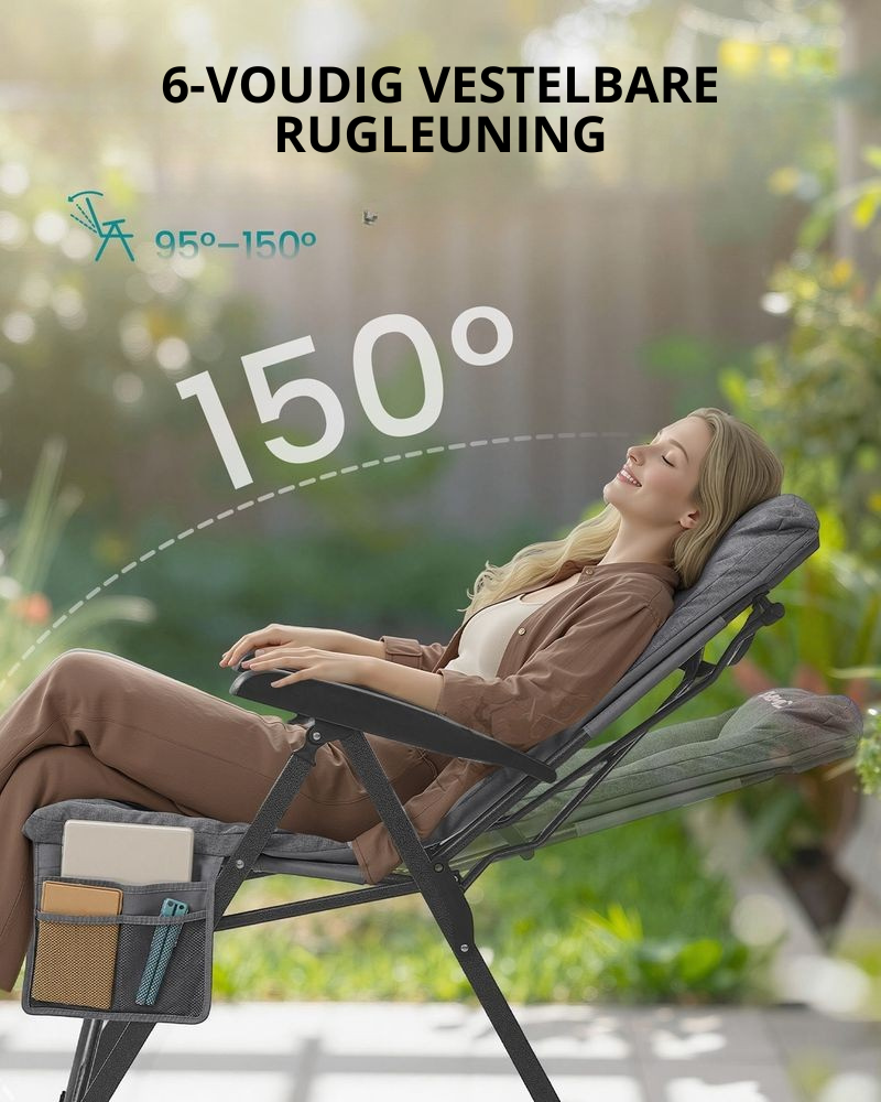 Nancy's Rovetta Campingstoel - Kampeerstoel - Verstelbaar - Opvouwbaar - Grijs