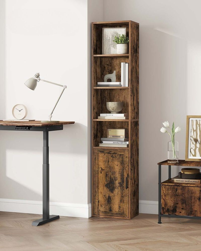 Nancy's Mesola Boekenkast - Opbergkast - Staande kast - Vintage Bruin - ± 30 x 25 x 175 cm