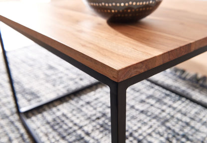 Nancy's Tuscania Salontafel - Koffietafel - Massief Acaciahout / Staal - ± 60 x 60 x 40 cm