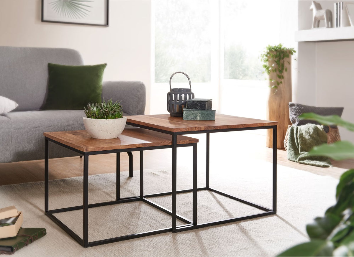 Nancy's Valgrana Salontafel Set - Bijzettafels - Koffietafels - Set van 2 - Massief Acaciahout