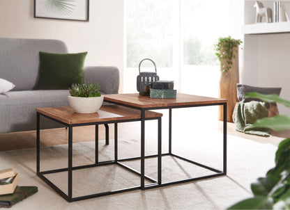 Nancy's Valgrana Salontafel Set - Bijzettafels - Koffietafels - Set van 2 - Massief Acaciahout