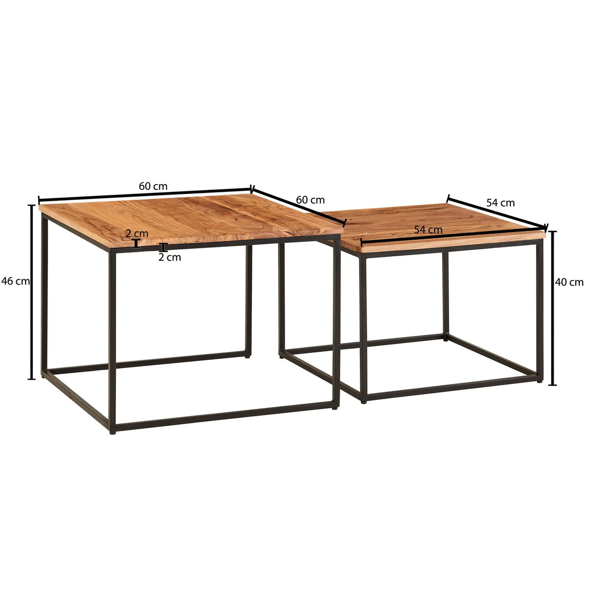 Nancy's Valgrana Salontafel Set - Bijzettafels - Koffietafels - Set van 2 - Massief Acaciahout