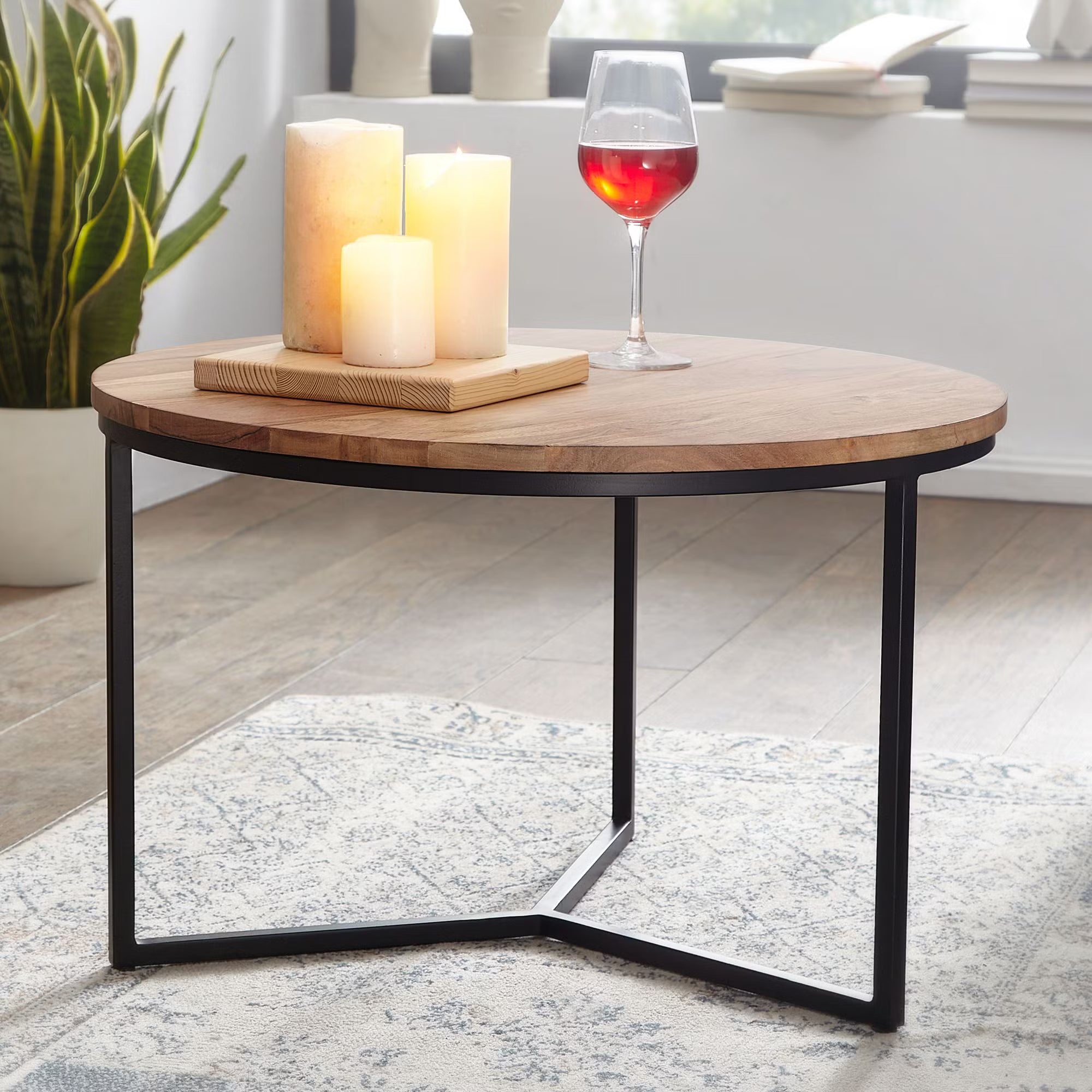 Nancy's Tropea Coffee Table - Coffee Table - Side Table - Solid Acacia Wood / Steel - ± 60 x 60 x 40 cm