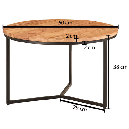 Nancy's Tropea Salontafel - Koffietafel - Bijzettafel - Massief Acaciahout / Staal - ± 60 x 60 x 40 cm