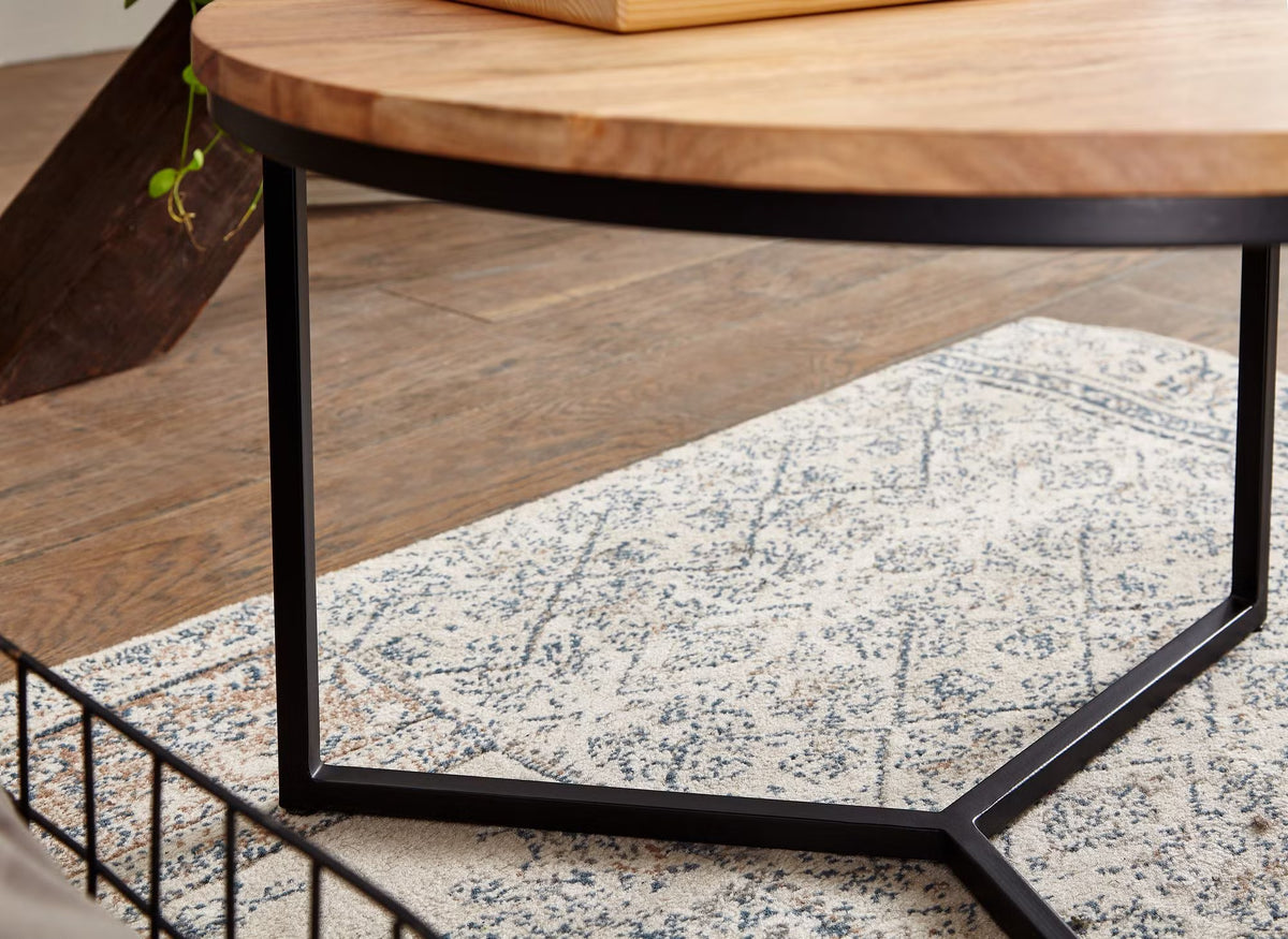 Nancy's Tropea Salontafel - Koffietafel - Bijzettafel - Massief Acaciahout / Staal - ± 60 x 60 x 40 cm