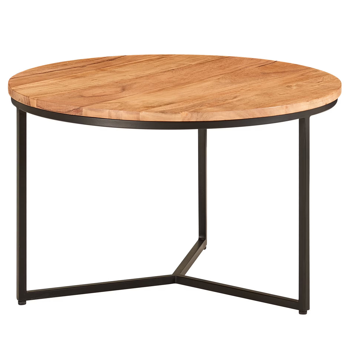 Nancy's Tropea Salontafel - Koffietafel - Bijzettafel - Massief Acaciahout / Staal - ± 60 x 60 x 40 cm