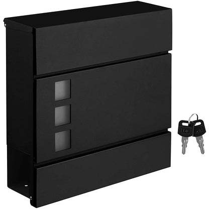 Nancy's Fordwich Letterbox - Wall letterbox - Wall mounting - Lockable - Newspaper compartment - Black - Metal - 37 x 10.5 x 37 cm