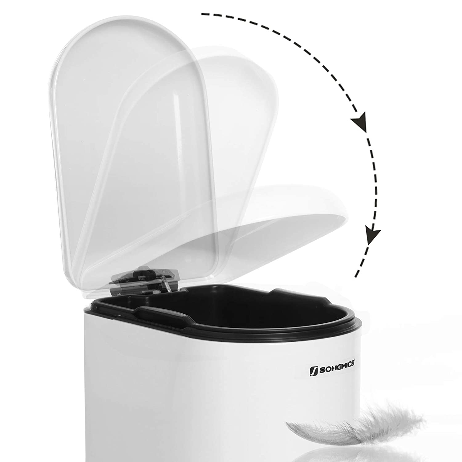 Nancy's Hawkes Pedaalemmer - Afvalemmer - Prullenbakje - Wit - Staal - 10 Liter