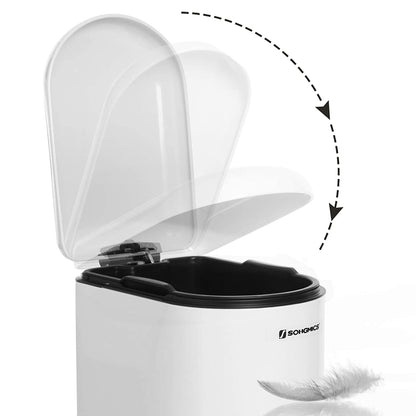 Nancy's Hawkes Trash Can - 10 L - Pedal bin - Bin - Soft close - Waste bin - White - Steel - Plastic - 18.7 x 27.3 x 40.1 cm 