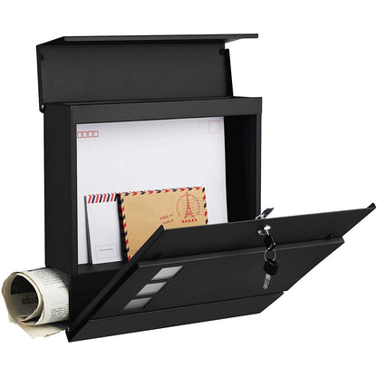 Nancy's Fordwich Letterbox - Wall letterbox - Wall mounting - Lockable - Newspaper compartment - Black - Metal - 37 x 10.5 x 37 cm