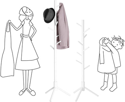 Nancy's Cavignac Coat Rack - Freestanding - Clothes Stand - Solid Wood - 8 Hooks - Tree-shaped - Gray/White - 47 x 47 x 175 cm