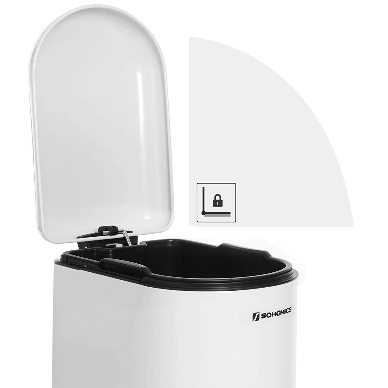 Nancy's Hawkes Pedaalemmer - Afvalemmer - Prullenbakje - Wit - Staal - 10 Liter