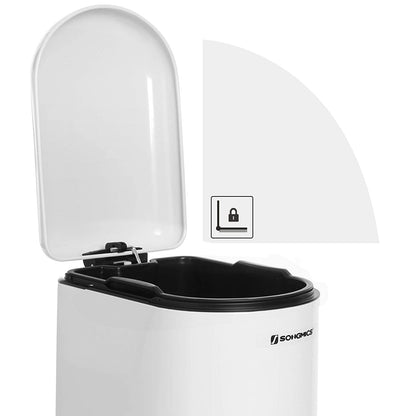 Nancy's Hawkes Pedaalemmer - Afvalemmer - Prullenbakje - Wit - Staal - 10 Liter