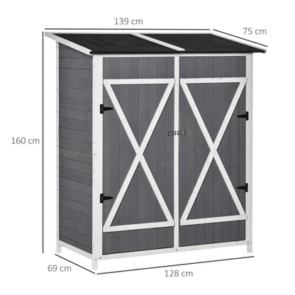 Armoire de jardin Nancy's Hunstanton - Hangar - Hangar de rangement - Gris / Blanc - Bois de pin