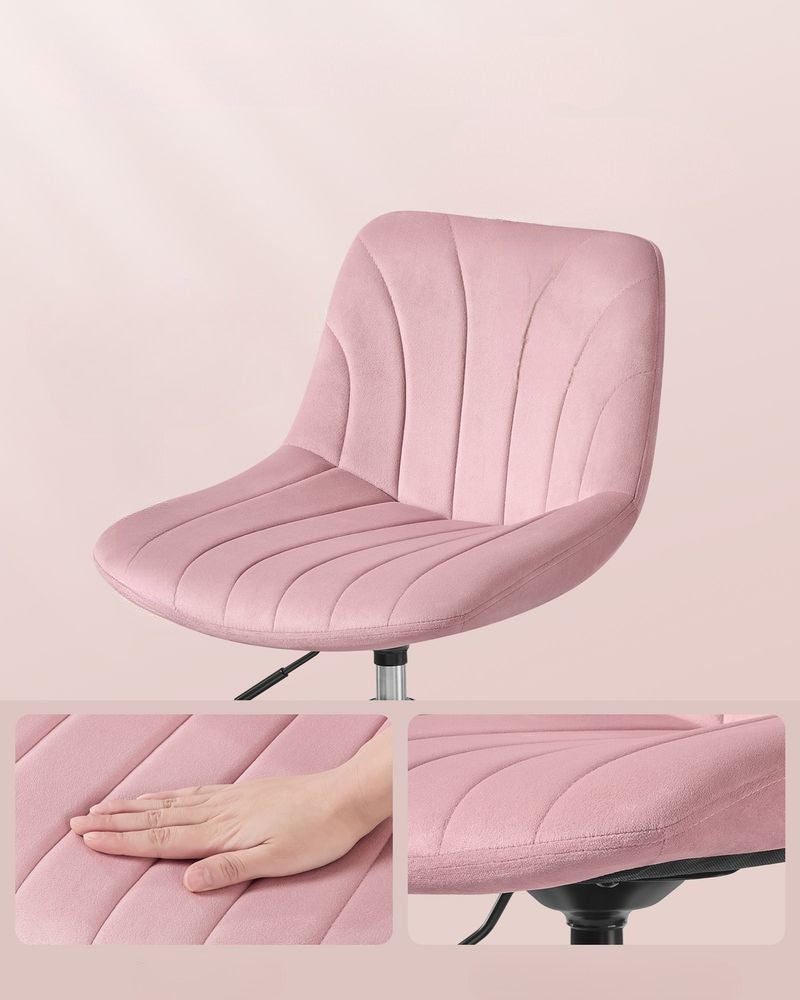 Nancy's Praiano Make-Up Kruk - Make Up stoel - Draaistoel - Kaptafel kruk - In hoogte verstelbaar - Pastelroze - Fluweel