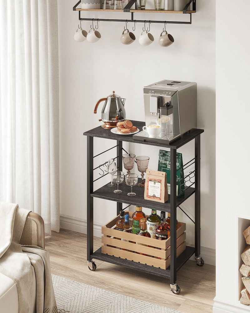 Nancy's San Juan Trolley - Serveerwagen - Keukentrolley - Zwart - ± 60 x 40 x 90 cm